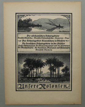 Kunst Druck / Wilhelm Thiele Potsdam / 1920er Jahre / Deutsche Kolonie / Südwestafrika DSWA / Kiwusee / wohl Holzschnitt